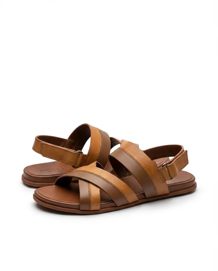 CGSC 26 BRWN Cross Strap Sandals