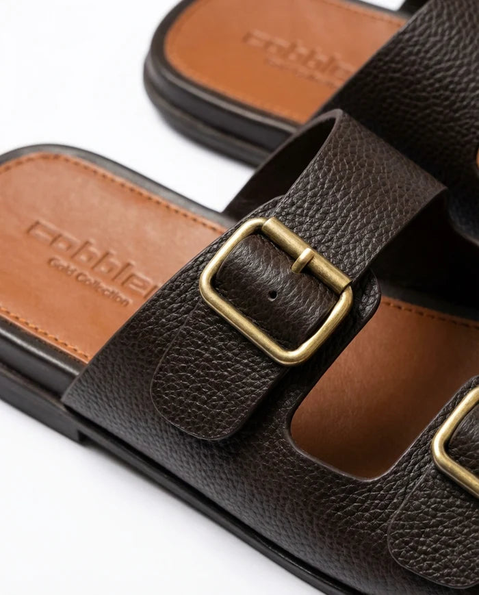 CGSC 26 BRWN Dual-Strap Slippers