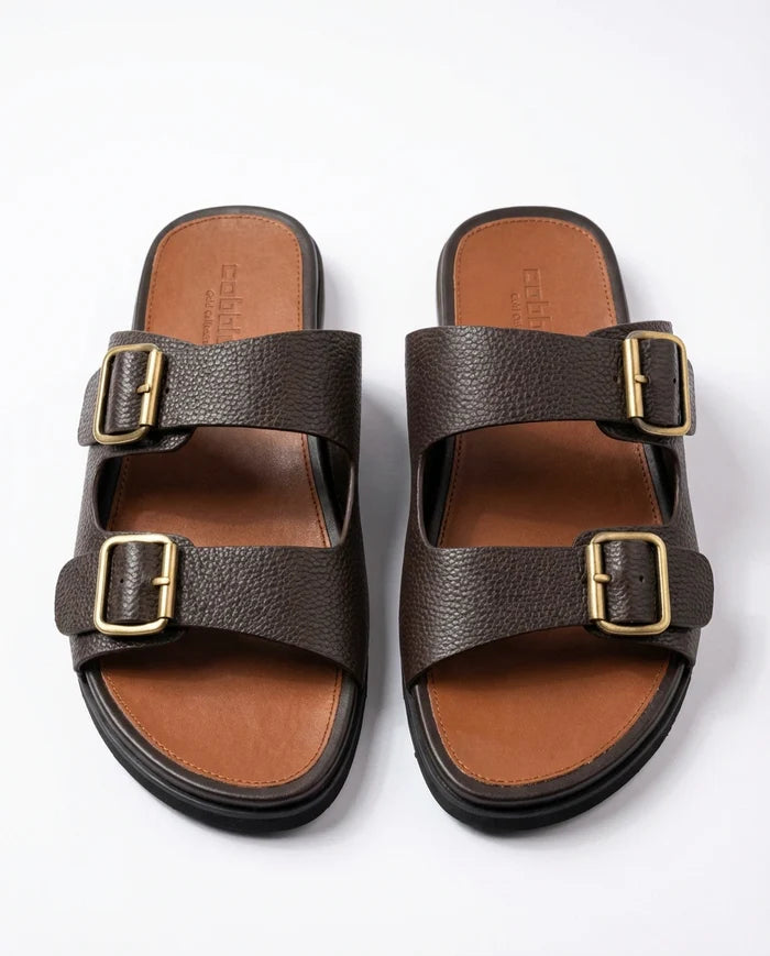 CGSC 26 BRWN Dual-Strap Slippers