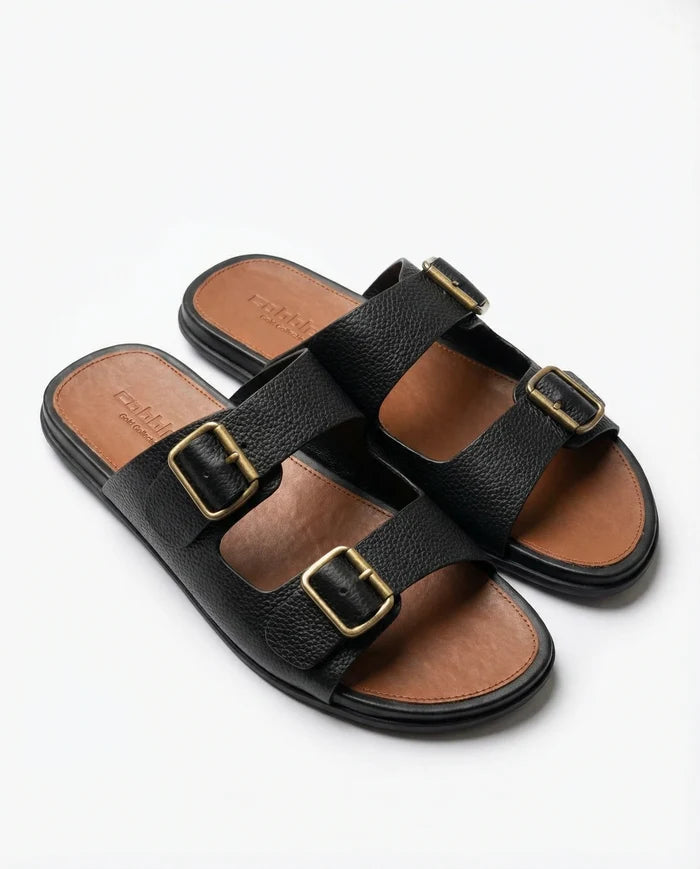 CGSC 26 BRWN Slippers with Black Straps