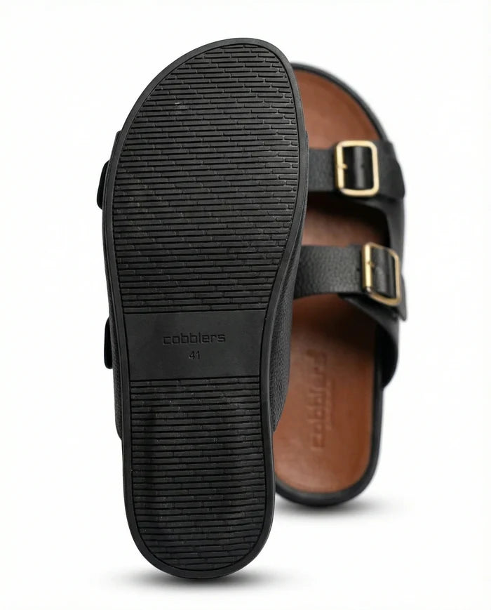 CGSC 26 BRWN Slippers with Black Straps