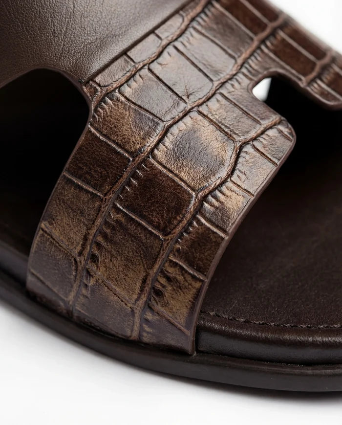 CGSC 26 Coffee Perforated Dual-Strap Sandals