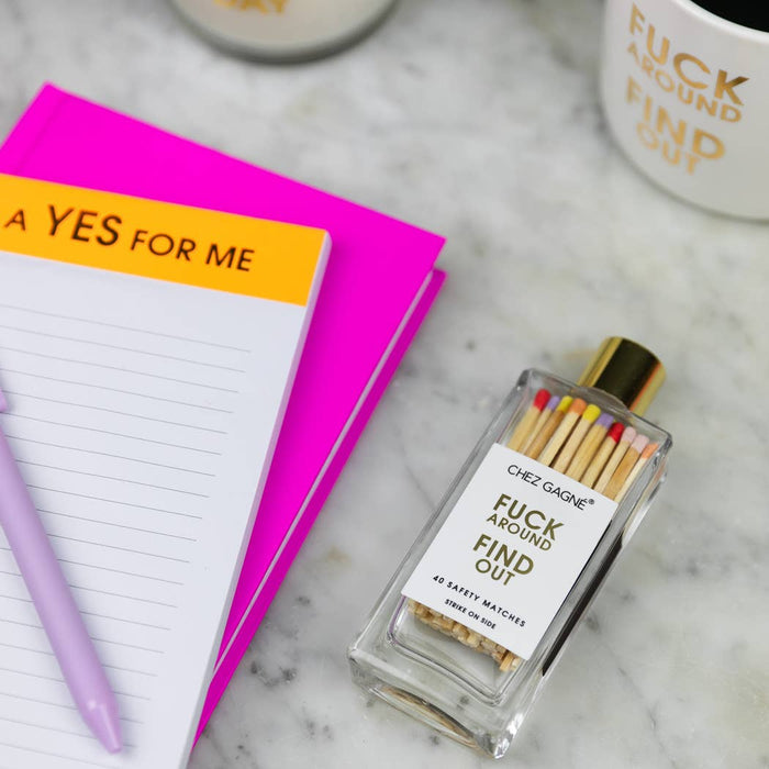 Chez Gagné - Fuck Around Find Out - Glass Bottle Matches, Funny Gift