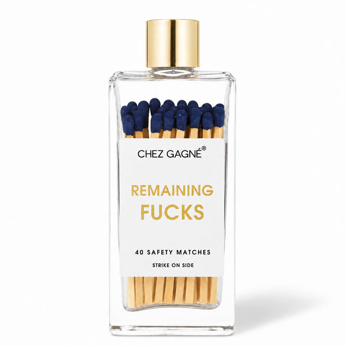 Chez Gagné - Remaining Fucks - Glass Bottle Matches, Navy, Funny Gift