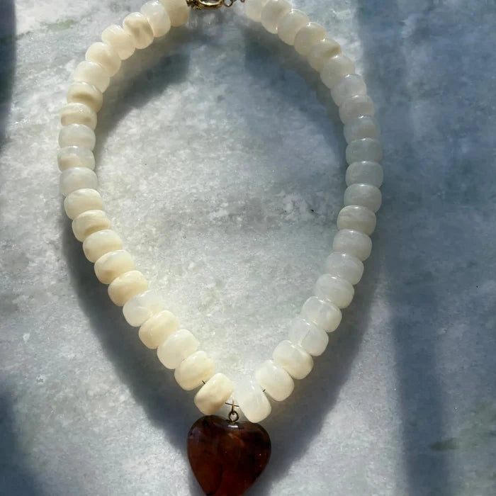 Chunky Beaded Heart Necklace