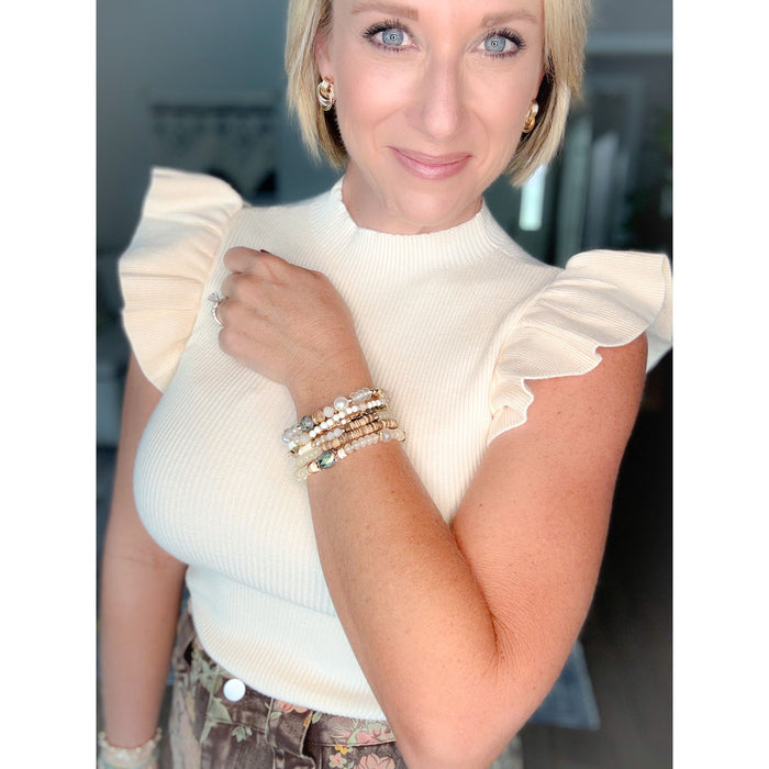 Classic Ruffle Sleeve Knit Top
