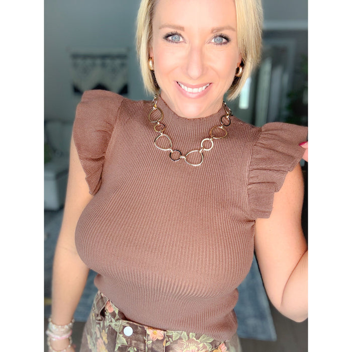 Classic Ruffle Sleeve Knit Top