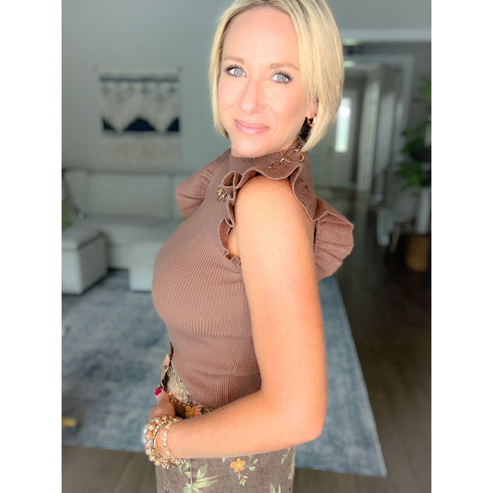 Classic Ruffle Sleeve Knit Top