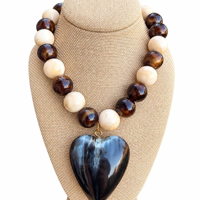 Cocoa & Cream Heart Necklace