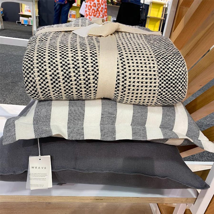 Weave Como Linen Cushion - Smoke (50cm) | Koop.co.nz
