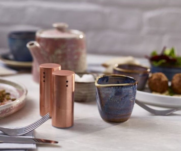 Copper Plated Straight Sided Salt & Pepper Set 7.5Cm (Box Of 12)