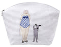 Cosmetic Bag (Large), Embroidered People