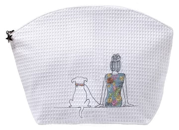 Cosmetic Bag (Large), Embroidered People