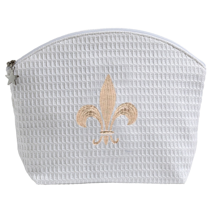 Cosmetic Bag (Large), Fleur de Lis (Beige)