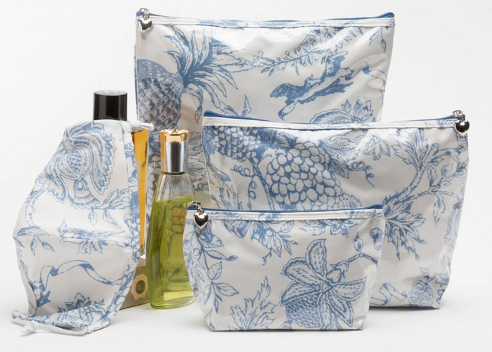 Cosmetic Bag (Large), Pineapple Garden (Blue)
