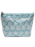Cosmetic Bag (Medium), Cotton/Waterproof PVC, Aqua Trellis