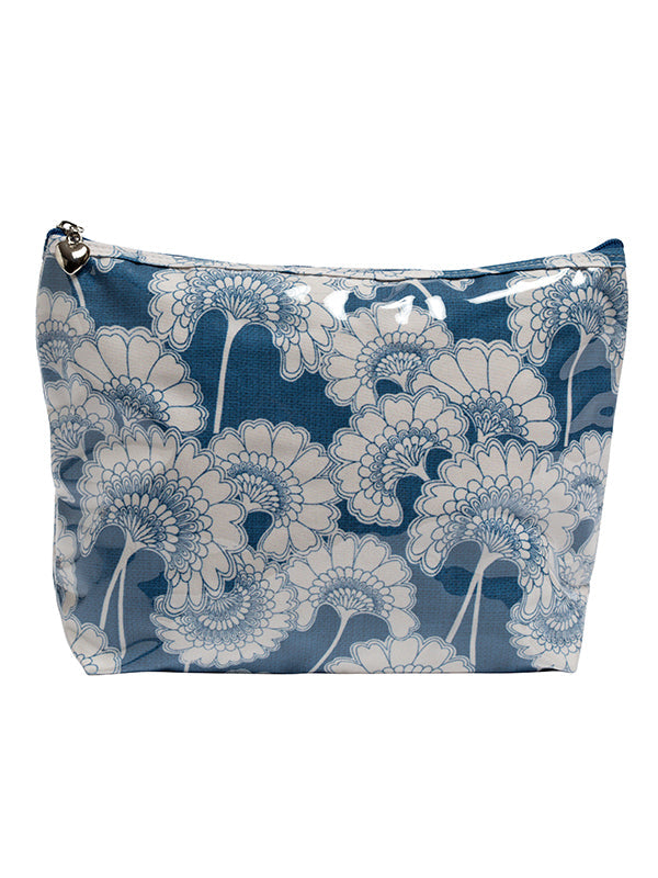 Cosmetic Bag (Medium), Cotton/Waterproof PVC, Blue Fans