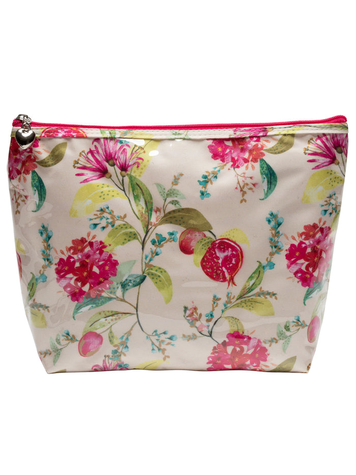Cosmetic Bag (Medium), Cotton/Waterproof PVC, Pomegranate