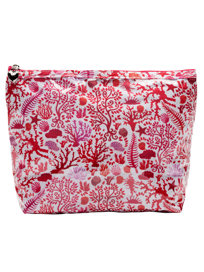 Cosmetic Bag (Medium), Cotton/Waterproof PVC, Seashell Coral