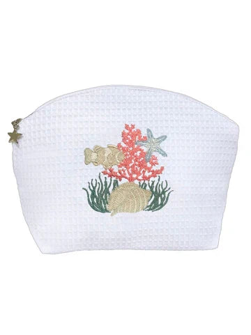 Cosmetic Bag (Medium), Embroidered Coastal