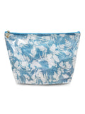 Floral patterned pouch with a zipper on a white background