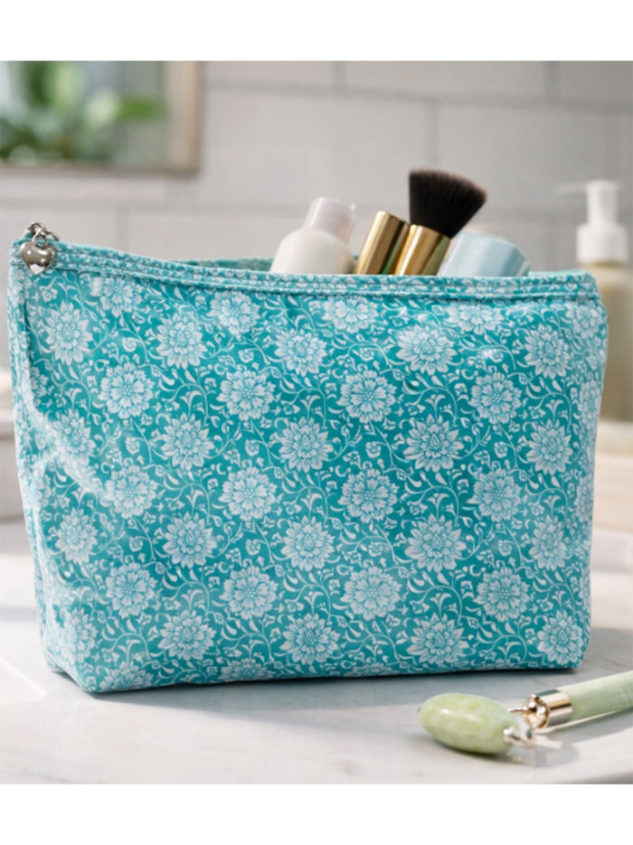 Cosmetic Bag (Medium), Gerbera (Aqua)