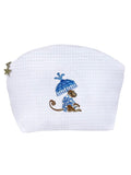 Cosmetic Bag (Medium), Monkey & Umbrella (Blue)