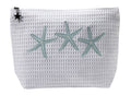 Cosmetic Bag (Medium), Waffle Weave, Three Starfish (Aqua)