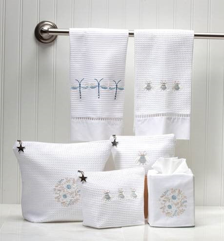 Cosmetic Bag (Small) - White Waffle Weave, Embroidered