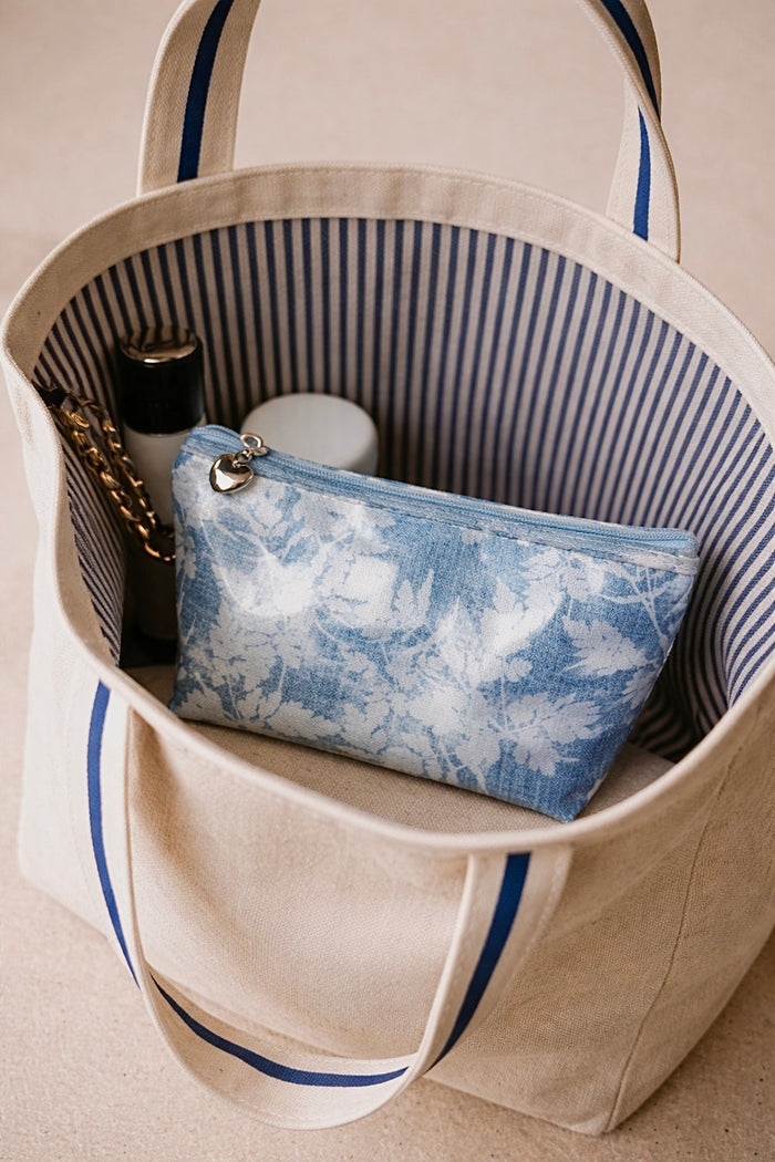 Cosmetic Bag (Small), Floral Denim