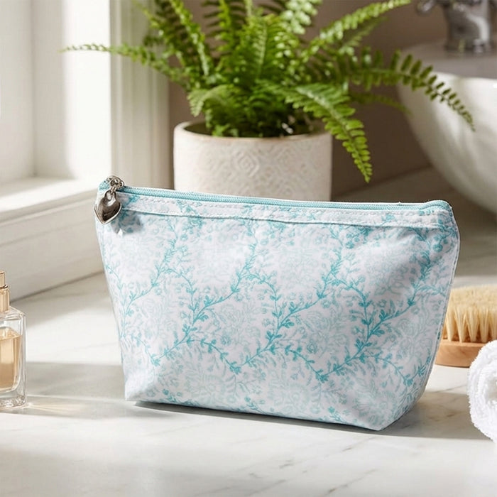 Cosmetic Bag (Small), Trellis (Aqua)