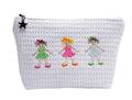 Cosmetic Bag (Small), Waffle Weave, Row of Girls