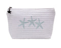 Cosmetic Bag (Small), Waffle Weave, Three Starfish (Aqua)