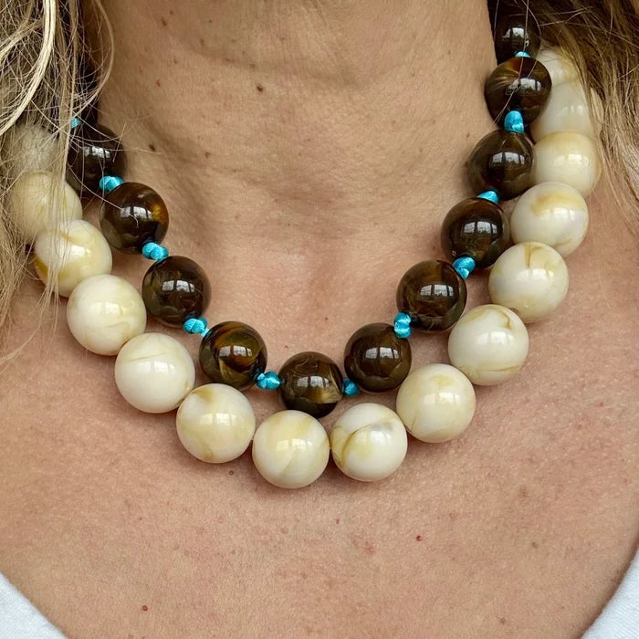 Cream Chunky Beaded Necklace