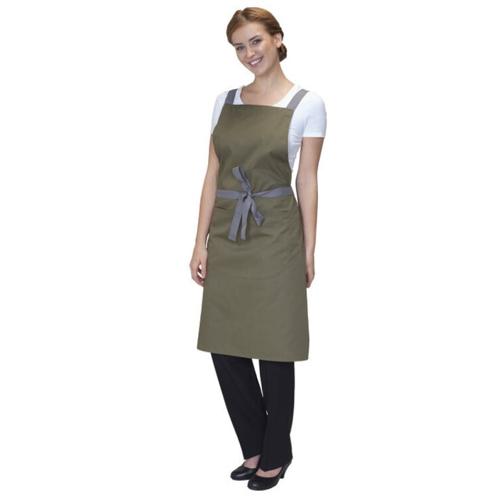 Cross Over Back Bib Apron Poly/Cotton Dp130