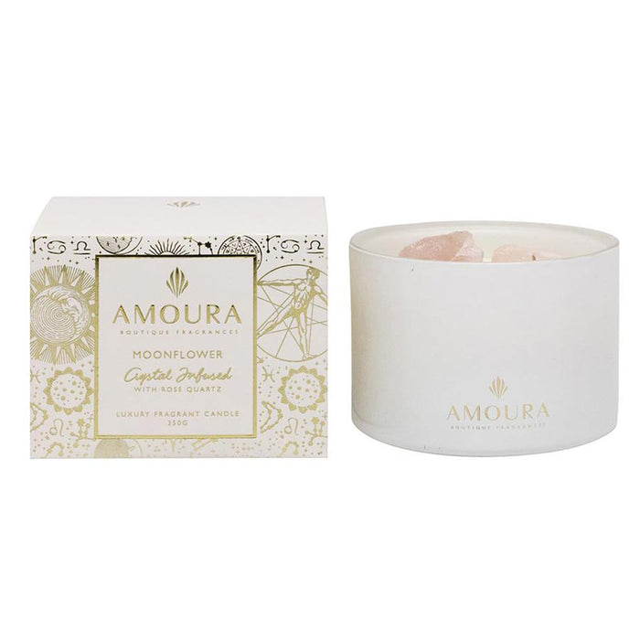 Amoura Crystal Infused Fragrant Candle - Moonflower | Koop.co.nz