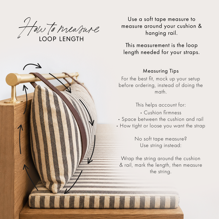 Custom Leather Cushion Railing Straps [Standard Width]