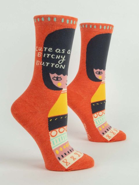 Cute As A Bitchy Button W-Crew Socks BLUEQ