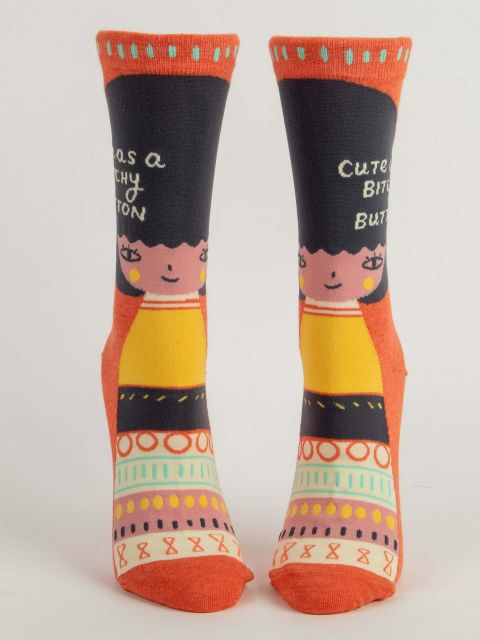 Cute As A Bitchy Button W-Crew Socks BLUEQ