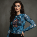 David Bowie Ladies Long Sleeve Mesh Crop Top: Live & Well