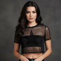 David Bowie Ladies Mesh Crop Top: Blackstar
