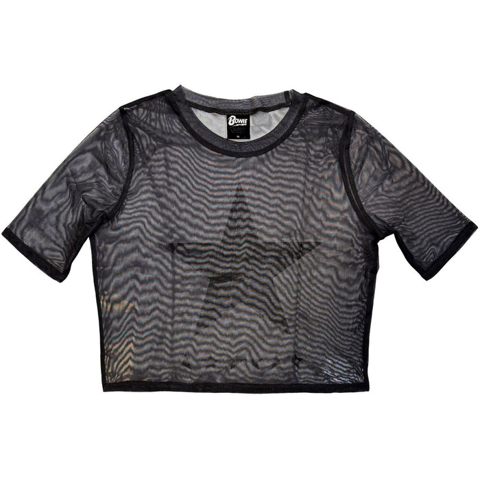 David Bowie Ladies Mesh Crop Top: Blackstar