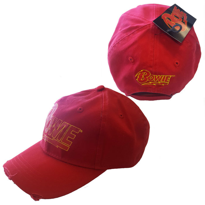David Bowie Unisex Baseball Cap: Flash Logo Red Rock Off