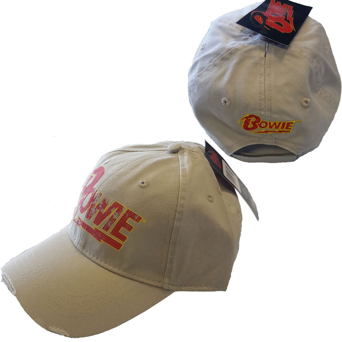 David Bowie Unisex Baseball Cap: Flash Logo, Sand Rock Off