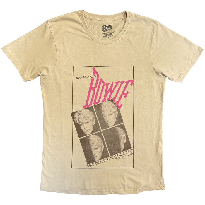 David Bowie Unisex T-Shirt: Serious Moonlight (Natural) Rock Off