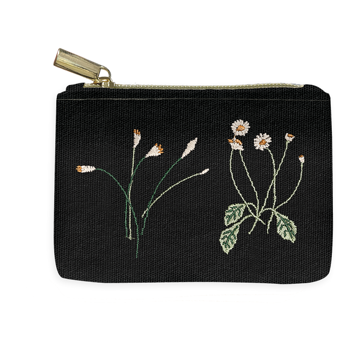 Delicate Floral Black Coin Pouch