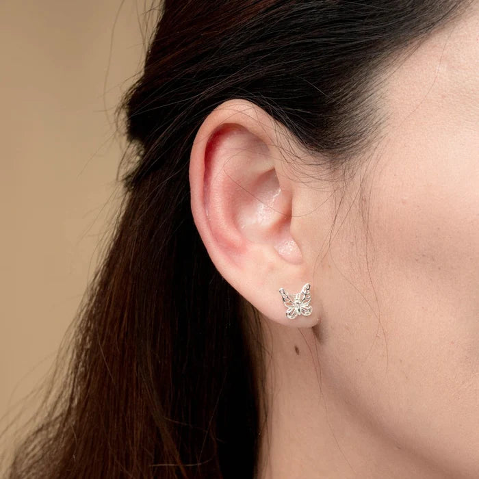 Delicate Monarch Outline Stud Earrings