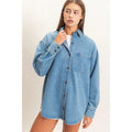 Denim Button-Up Collar Shirt