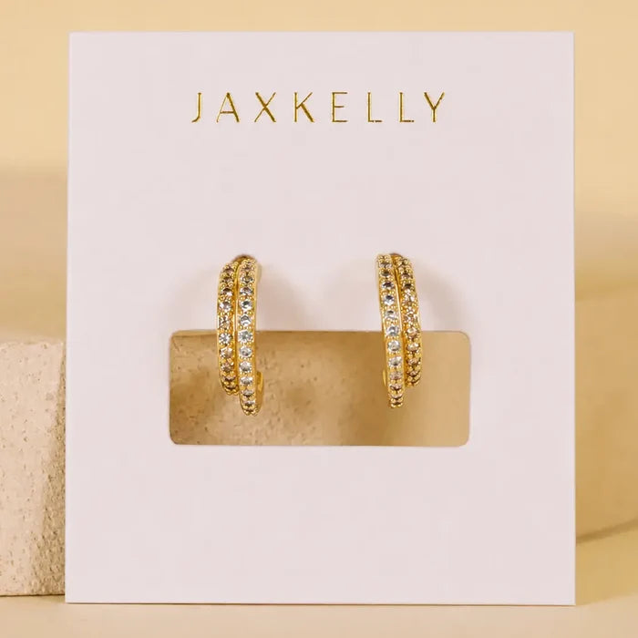Double Champagne Hoop - Gold Earrings