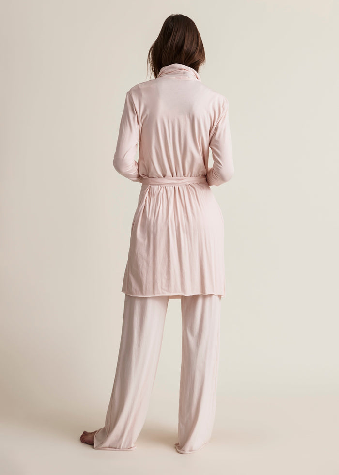 Basic Double Layer Wrap Robe|Pearl Pink
